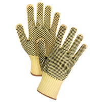 Gants tricot&eacute;s deux c&ocirc;t&eacute;s, sans couture, &agrave; pois, Taille Grand/9, Calibre 7, Rev&ecirc;tement PVC, Enveloppe en Kevlar, ASTM ANSI niveau A2/EN 388 niveau 3 Equipex