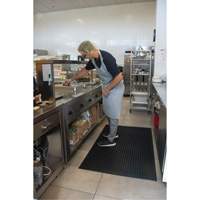 Anti-Fatigue Matting, Slotted, 3' x 5' x 7/8", Black, Natural Rubber Equipex