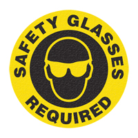 Panneau de signalisation au sol  Safety Glasses , Adh&eacute;sif, Anglais avec pictogramme Equipex