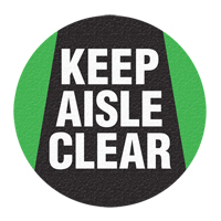 Panneau de signalisation au sol  Keep Aisle Clear , Adh&eacute;sif, Anglais avec pictogramme Equipex