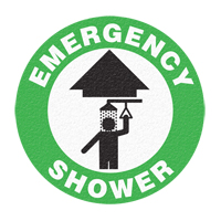 Panneau de signalisation au sol  Emergency Shower , Adh&eacute;sif, Anglais avec pictogramme Equipex