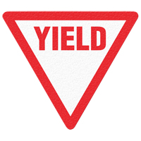 Panneau de signalisation au sol  Yield , Adh&eacute;sif, Anglais avec pictogramme Equipex
