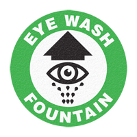 Panneau de signalisation au sol  Eye Wash Fountain , Adh&eacute;sif, Anglais avec pictogramme Equipex