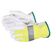 Gants de conducteur haute visibilit&eacute; avec bandes r&eacute;fl&eacute;chissantes Endura, Grand, Paume en Cuir fleur de ch&egrave;vre Equipex