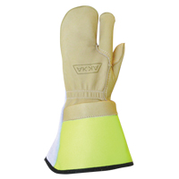 Lineman's 3-Finger Gloves, Medium, Grain Cowhide Palm Equipex