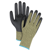 Gants &eacute;lastiques sans coutures r&eacute;sistants &agrave; la coupe noir & jaune, Taille T-Grand/10, Calibre 13, Rev&ecirc;tement Mousse de nitrile, Enveloppe en Aramide, ASTM ANSI niveau A6 Equipex