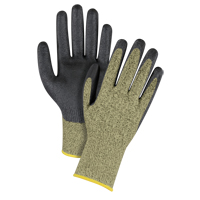 Gants &eacute;lastiques sans coutures r&eacute;sistants &agrave; la coupe noir & jaune, Taille 2T-Grand/11, Calibre 13, Rev&ecirc;tement Mousse de nitrile, Enveloppe en Aramide, ASTM ANSI niveau A6 Equipex