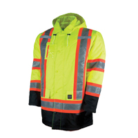 Lined Safety Parka, High Visibility Lime-Yellow, Large Equipex