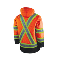 Lined Safety Parka, High Visibility Orange, Large Equipex