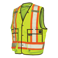 Veste de s&eacute;curit&eacute; pour arpenteur, Jaune lime haute visibilit&eacute;, T-Grand, Polyester Equipex
