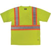 Short-Sleeved Safety T-Shirt with Pocket, Polyester, Large, High Visibility Lime-Yellow Equipex