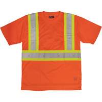 Short-Sleeved Safety T-Shirt with Pocket, Polyester, Large, High Visibility Orange Equipex