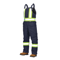 Duck Lined Safety Overalls, Cotton, Large, Navy Blue Equipex