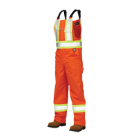 Unlined Safety Overalls, Poly-Cotton, Large, High Visibility Orange Equipex