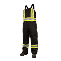 Lined Safety Overalls, Polyester/Polyurethane, Large, Black Equipex