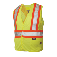 Veste de s&eacute;curit&eacute; d&eacute;tachable en cinq points, Jaune lime haute visibilit&eacute;, Grand/T-Grand, Polyester Equipex