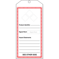 GHS Jumbo Safety Tag, Cardstock, 3-7/8" W x 8-1/2" H, English Equipex