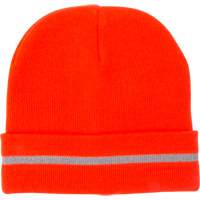 High Visibility Knit Hat with Reflective Stripe, High Visibility Orange, Acrylic Equipex