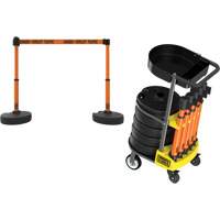 Chariot de transport avec plateau pour barri&egrave;re PLUS, 75' lo, M&eacute;tal, Orange Equipex