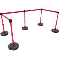 Ensemble de cinq montants pour barri&egrave;re PLUS, Plastique, 42" h, Ruban Rouge, Longueur du ruban 15' Equipex