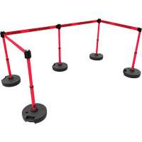 Ensemble de cinq montants pour barri&egrave;re PLUS, Plastique, 42" h, Ruban Rouge, Longueur du ruban 15' Equipex