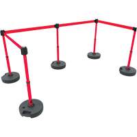 Ensemble de cinq montants pour barri&egrave;re PLUS, Plastique, 42" h, Ruban Rouge, Longueur du ruban 15' Equipex