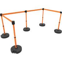 Ensemble de cinq montants pour barri&egrave;re PLUS, Plastique, 42" h, Ruban Orange, Longueur du ruban 15' Equipex