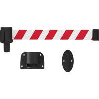 PLUS Wall Mount Barrier System, Plastic, Screw Mount, 15', Red and White Tape Equipex