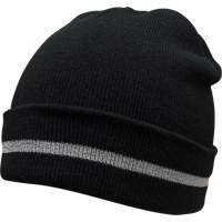 Bonnet en tricot avec bande r&eacute;fl&eacute;chissante argent&eacute;e, Taille unique, Noir Equipex