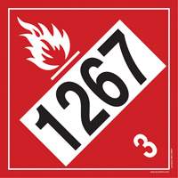 1267 Petroleum Crude Oil Flammable Liquid TDG Placard, Adhesive Vinyl Equipex