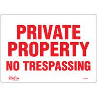 "Private Property" Sign, 7" x 10", Vinyl, English Equipex