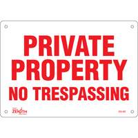 Enseigne Private Property, 7" x 10", Plastique, Anglais Equipex