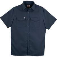 Chemise de travail &agrave; manches courtes en tissu crois&eacute; avec boutons-pression, Hommes, Petit, Bleu marine Equipex