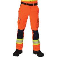 Pantalons cargo haute visibilit&eacute; antid&eacute;chirure, Polyester, 28, Orange haute visibilit&eacute; Equipex