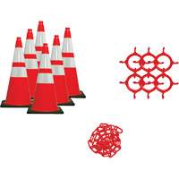 Ensemble de c&ocirc;nes de signalisation et chaînes, 28", Orange, Bande(s) r&eacute;fl&eacute;chissante(s) 4" & 6" Equipex