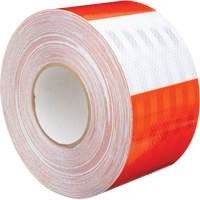 Feuille de rev&ecirc;tement de barricade prismatique de qualit&eacute; &agrave; haute intensit&eacute;, 4" la x 150' lo, 19 mils, Orange et blanc Equipex