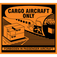 &eacute;tiquettes de manutention Cargo Aircraft Only, 4-3/4" lo x 4-1/4" la, Orange Equipex