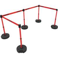 Ensemble de montants pour barri&egrave;re Plus, Plastique, 42" h, Ruban Rouge, Longueur du ruban 15' Equipex