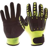 Back Tracker Impact Gloves with Back of Hand Protection, Small, Nitrile Palm, Hook & Loop Cuff Equipex