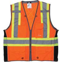 Surveyor Safety Vest, High Visibility Orange, Large, Polyester Equipex
