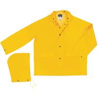 Classic Series Rain Jacket with Detachable Hood, Polyester/PVC, Large, Yellow Equipex