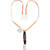 Titan Shock-Absorbing Lanyard, 6', Locking Snap Hook Center, Locking Snap Hook Leg Ends, Polyester Equipex