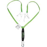Miller&reg; HP Shock-Absorbing Lanyard, 6', Scaffold Hook Center, Locking Snap Hook Leg Ends, Polyester Equipex