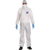 Alphatec Microchem Coveralls with Collar, Large, White, SMS Equipex