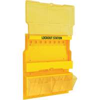 Deluxe Lockout Station with Cover and Trilingual Labels, None Padlocks, 32 Padlock Capacity, Padlocks Not Included Equipex