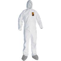 KleenGuardA45 Liquid & Particle Protection Coveralls with Anti-Slip Shoe, Large, Grey/White, Microporous Equipex