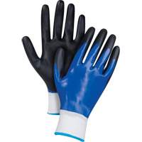 Black & Blue Coated Gloves, Small, Foam Nitrile Coating, 15 Gauge, Nylon Shell Equipex