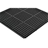 Tapis antifatigue &agrave; imbrication Cushion-Ease 550, &agrave; fentes, 3' x 3' x 3/4", Noir, Caoutchouc Equipex