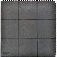 Tapis antifatigue &agrave; imbrication Cushion-Ease, Rugueux, 3' x 3' x 3/4", Noir, Caoutchouc naturel Equipex