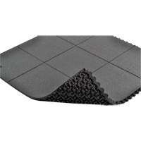 Tapis antifatigue &agrave; imbrication Cushion-Ease, Rugueux, 3' x 3' x 3/4", Noir, Caoutchouc naturel Equipex